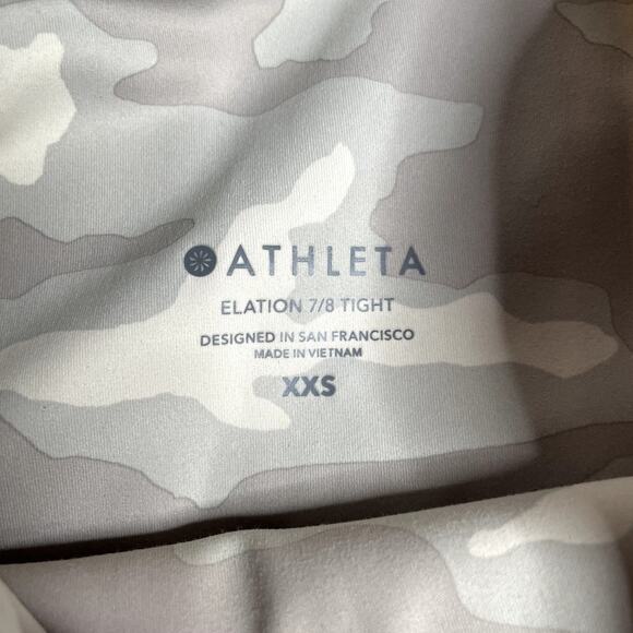 ATHLETA XXS Extra Small White Grey Camo Elation 7/8 Tight Legging High Rise - Picture 3 of 4